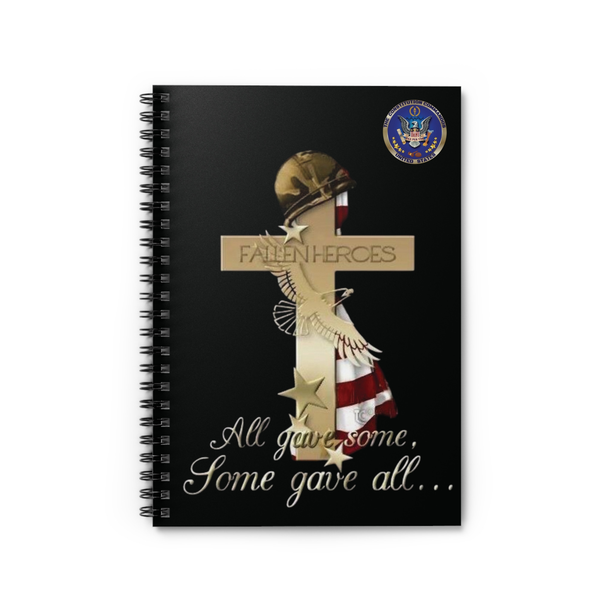 Spiral Notebook - Constitution Commandos Official Seal American Flag Design