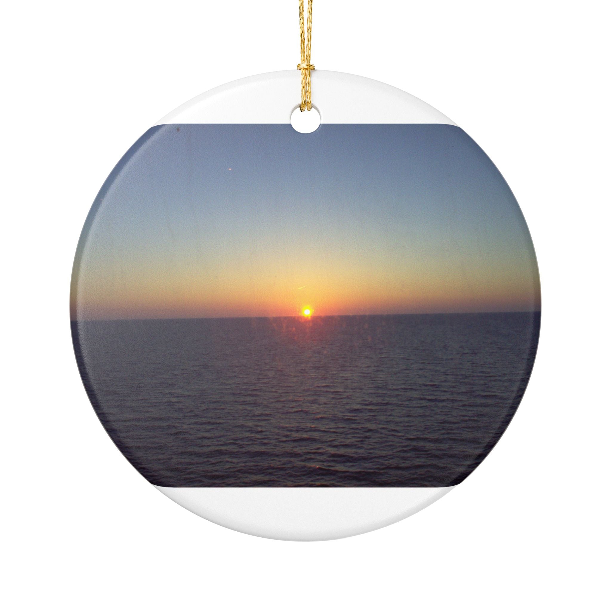 Ceramic Ornament — Sunset & Earthrise Photo Holiday Decoration